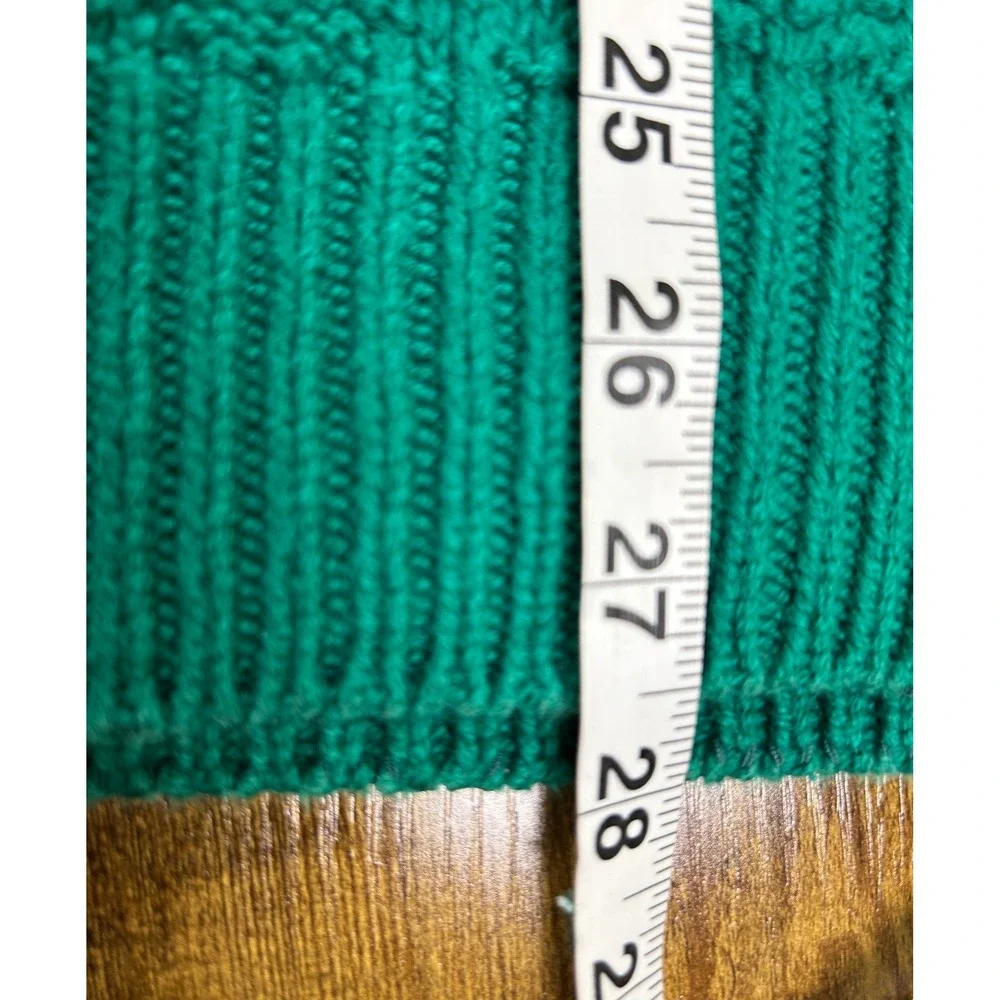 VTG 80s 90s Rowing Club Green Textured Cotton‎ Knit Sweater Made in USA Men L